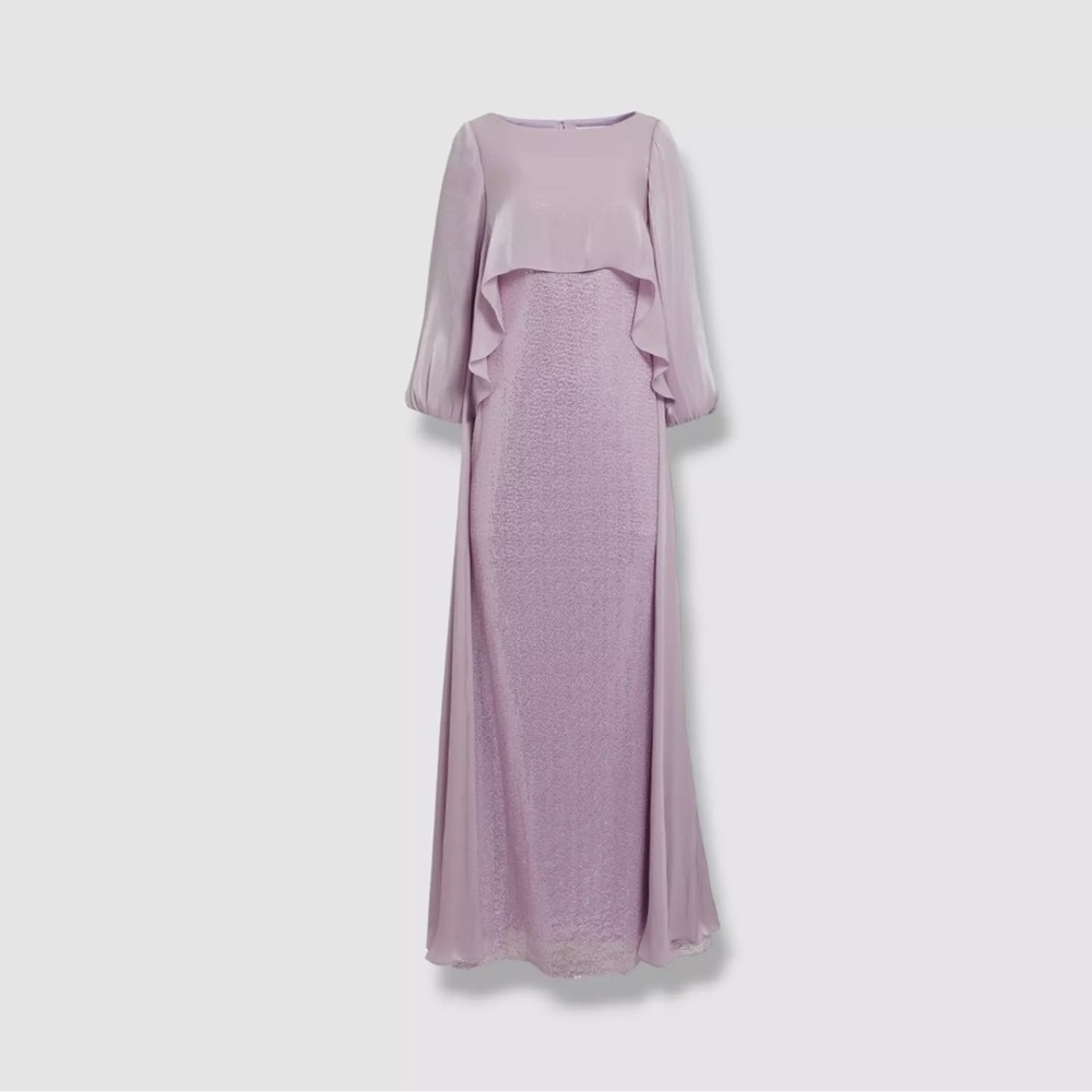 NWT Badgley Mischka Glittering Lilac Layered Sequined Gown Plus size